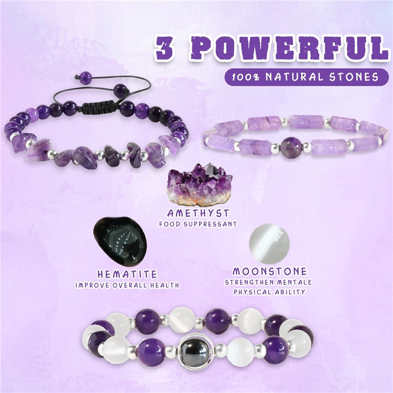 Body Jewelry Changing Kit - 3pcs/Set Body-Purifying Amethyst Bracelet for Weight