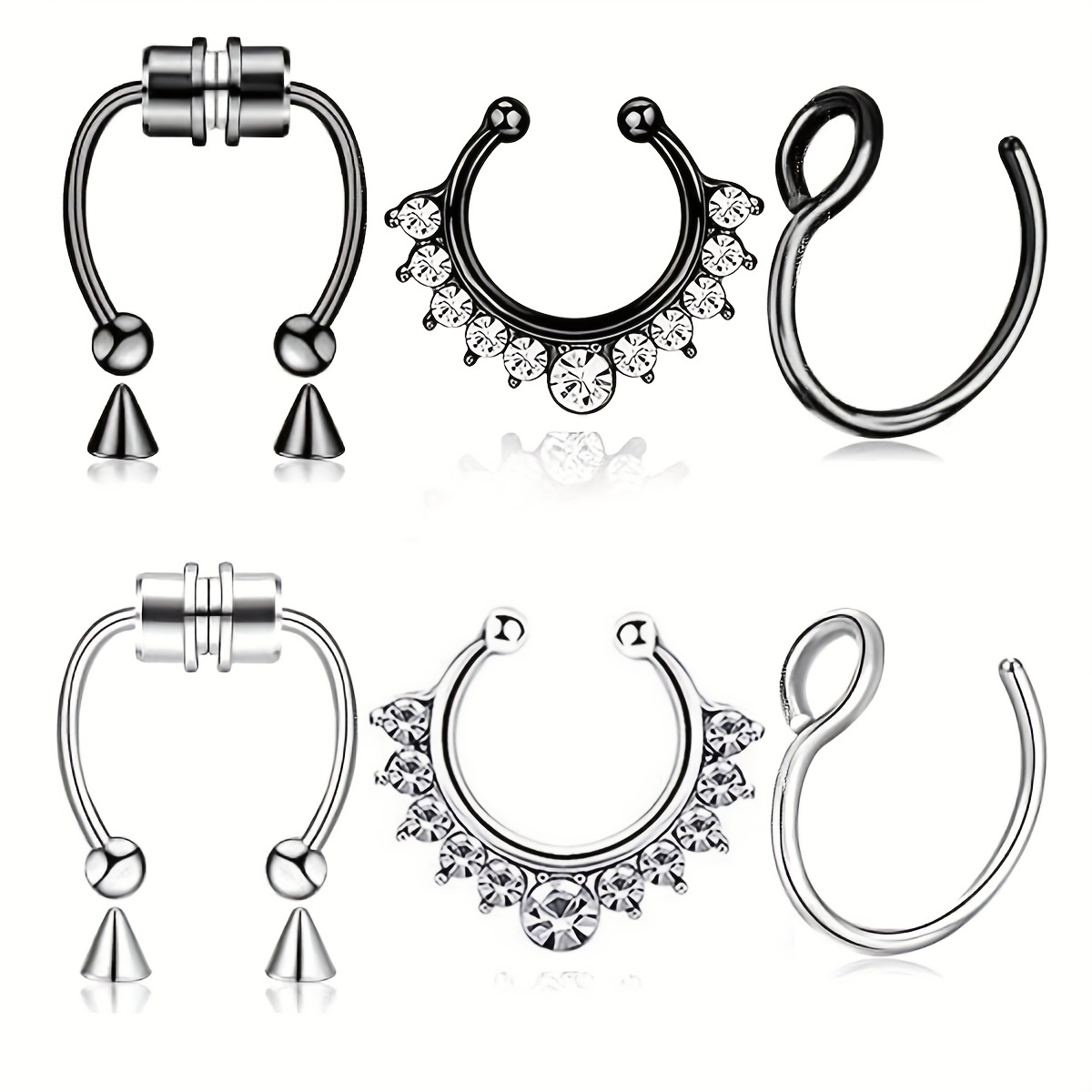 Body Jewelry Changing Kit - 1Pcs/3Pcs Men Stainless Steel Fake Nose