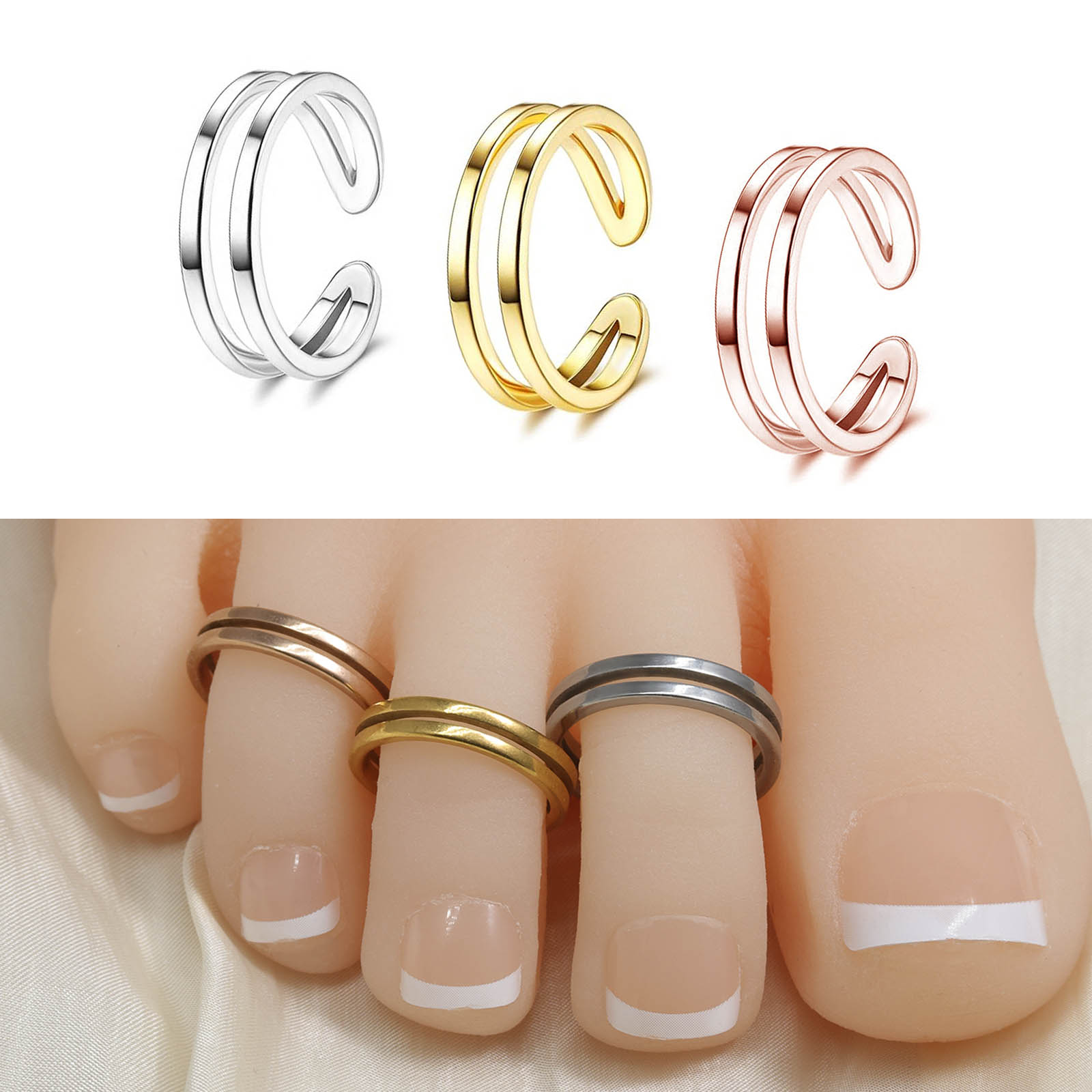 Body Jewelry Rings - Adjustable Double Layer Toe Ring 316L