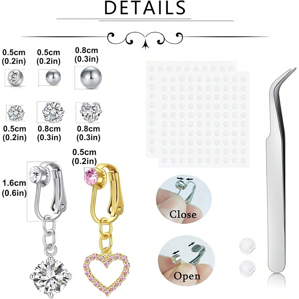 Gold Fake Belly Piercing Cubic - Body Jewelry Rings review and price