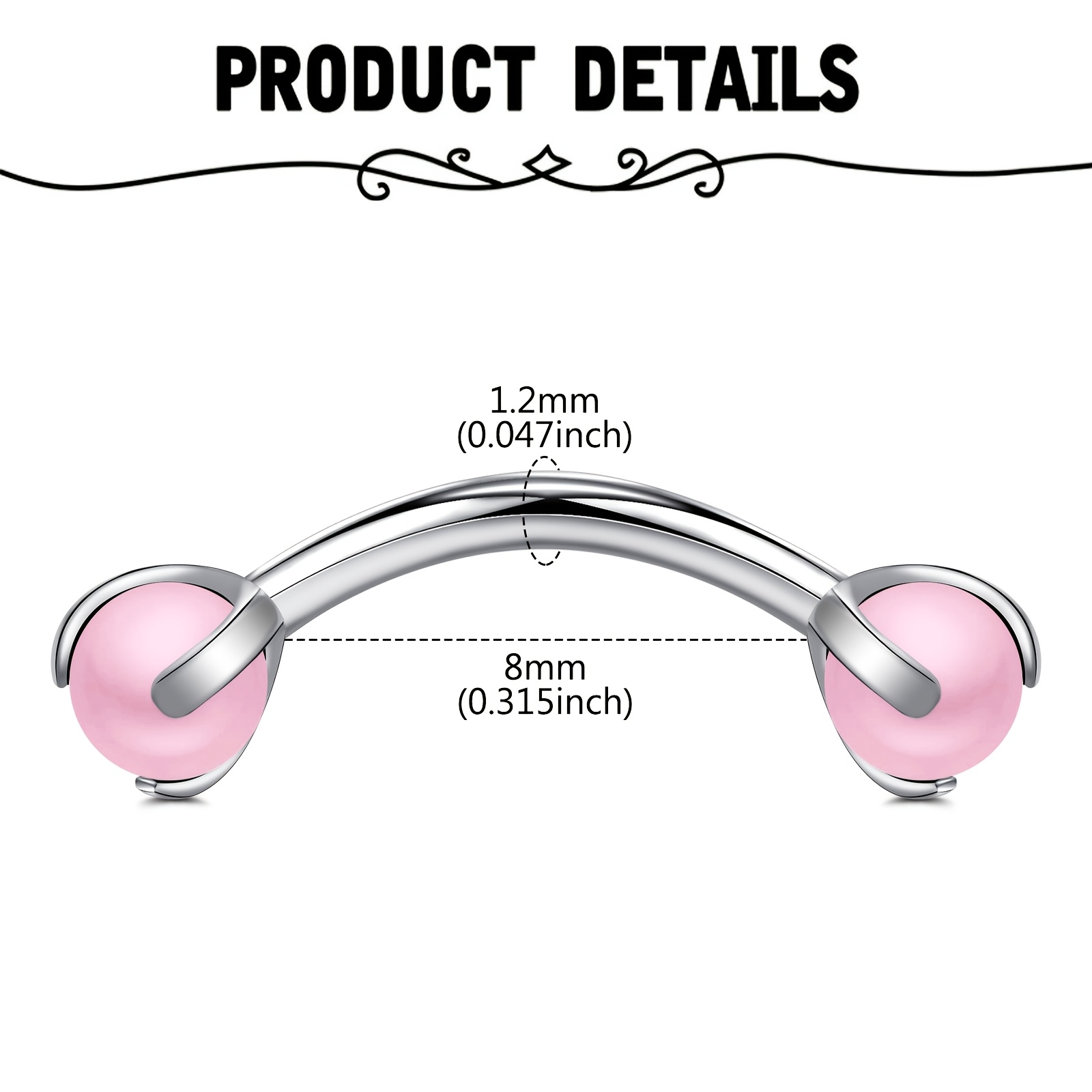 Curved Barbell with Faux Pearl - Body Jewelry Measurements review and price